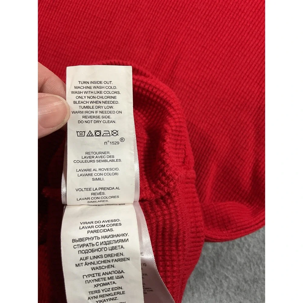 Polo Ralph Lauren Mens Red Waffle Knit Thermal Hoodie Long Sleeve Pony M 1645